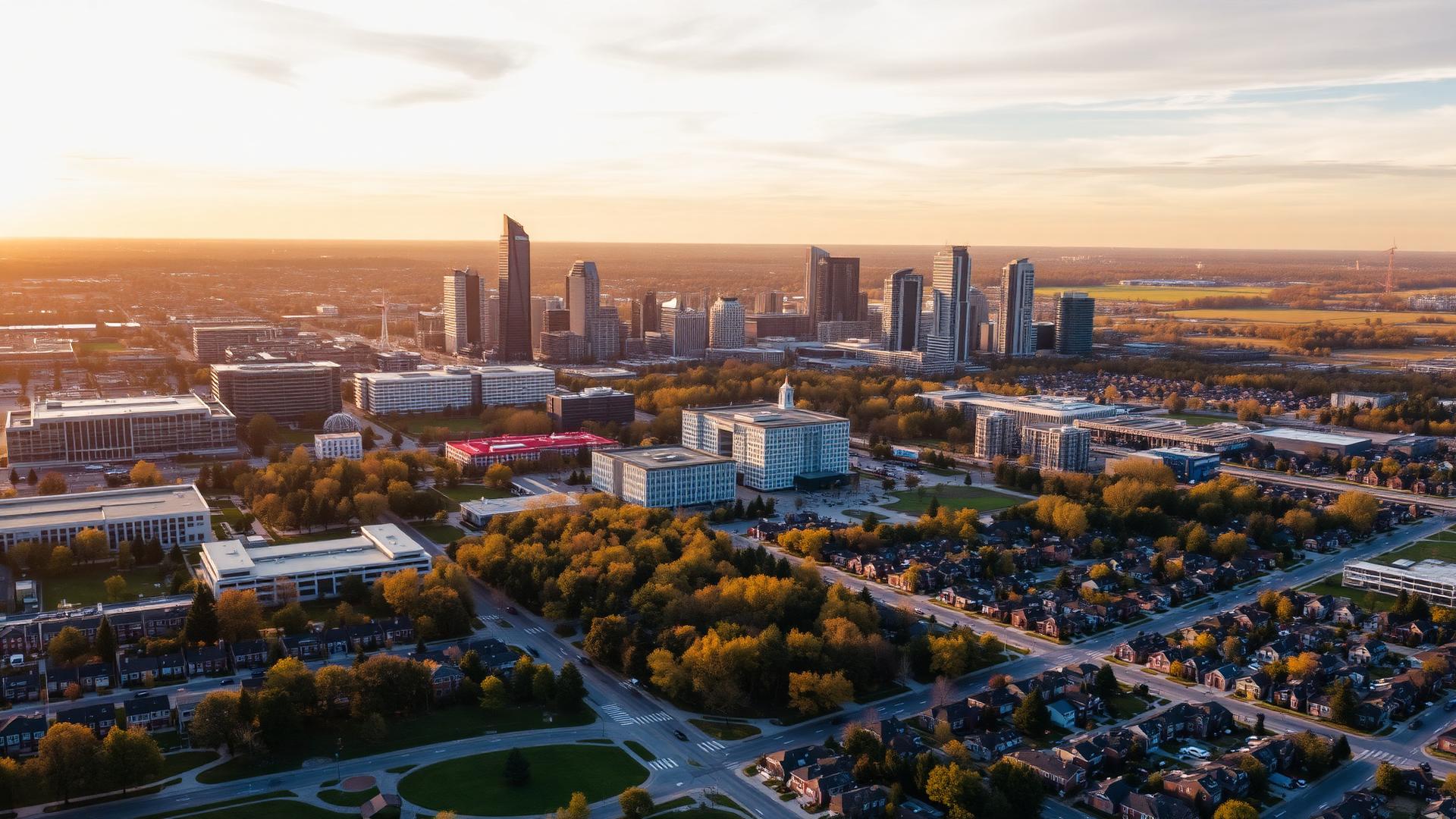 Brampton skyline at golden hour